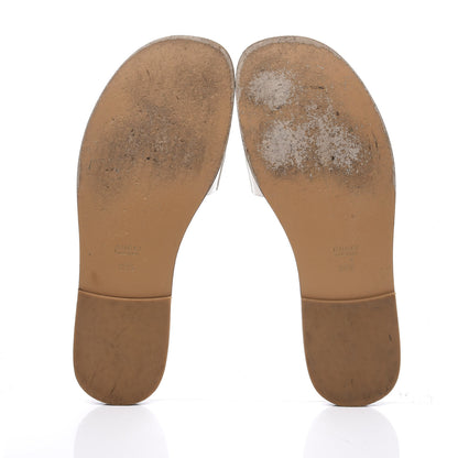 Gucci Malaga Kid Fringe Horsebit Slide Sandals 39.5 White 6 of 11