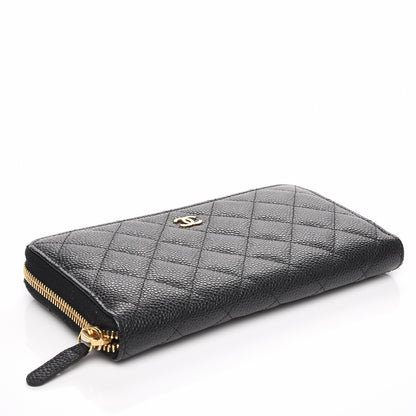 Chanel Caviar Quilted Large Gusset Zip Around Wallet Black 4 of 9