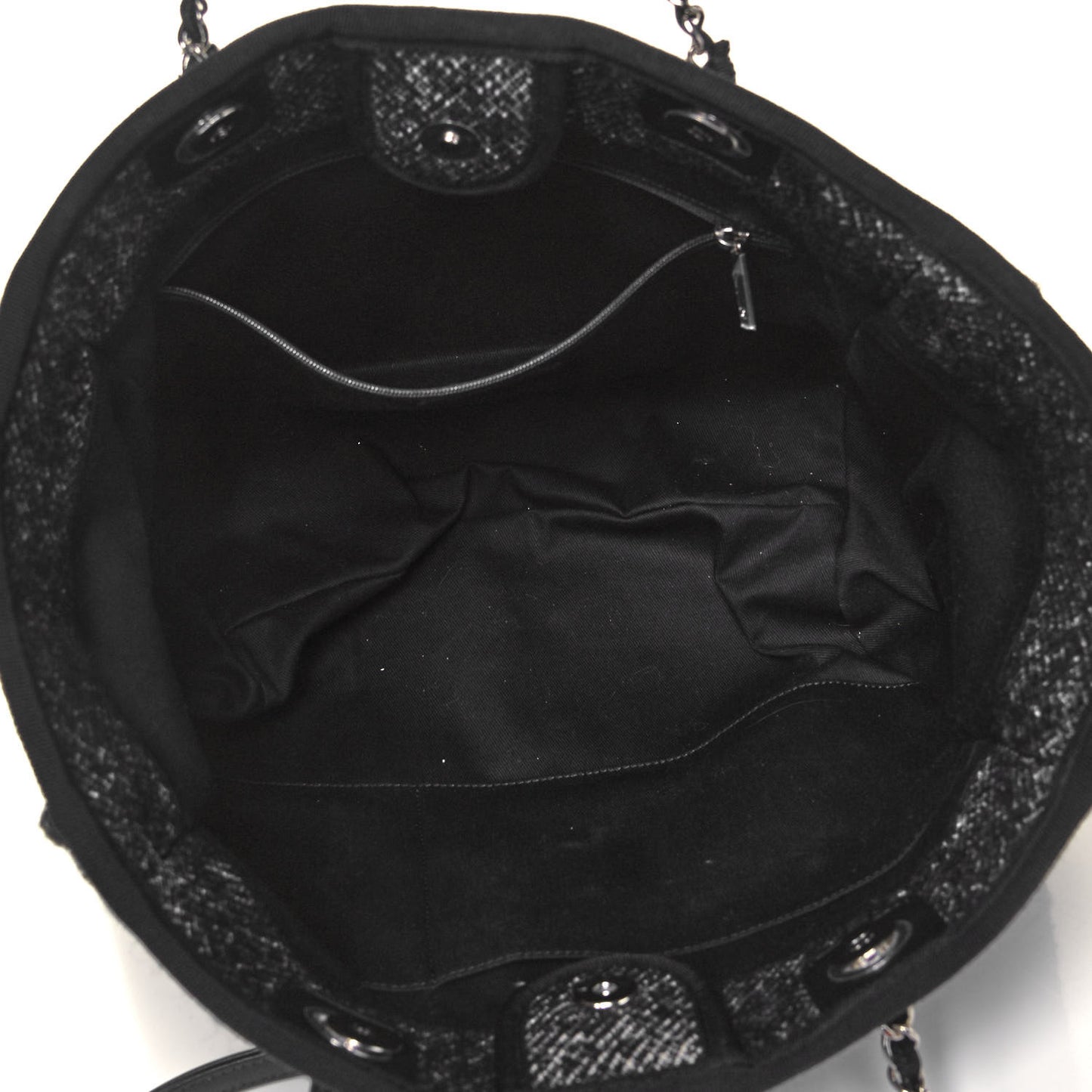 Mixed Fibers Calfskin Small Deauville Tote Black