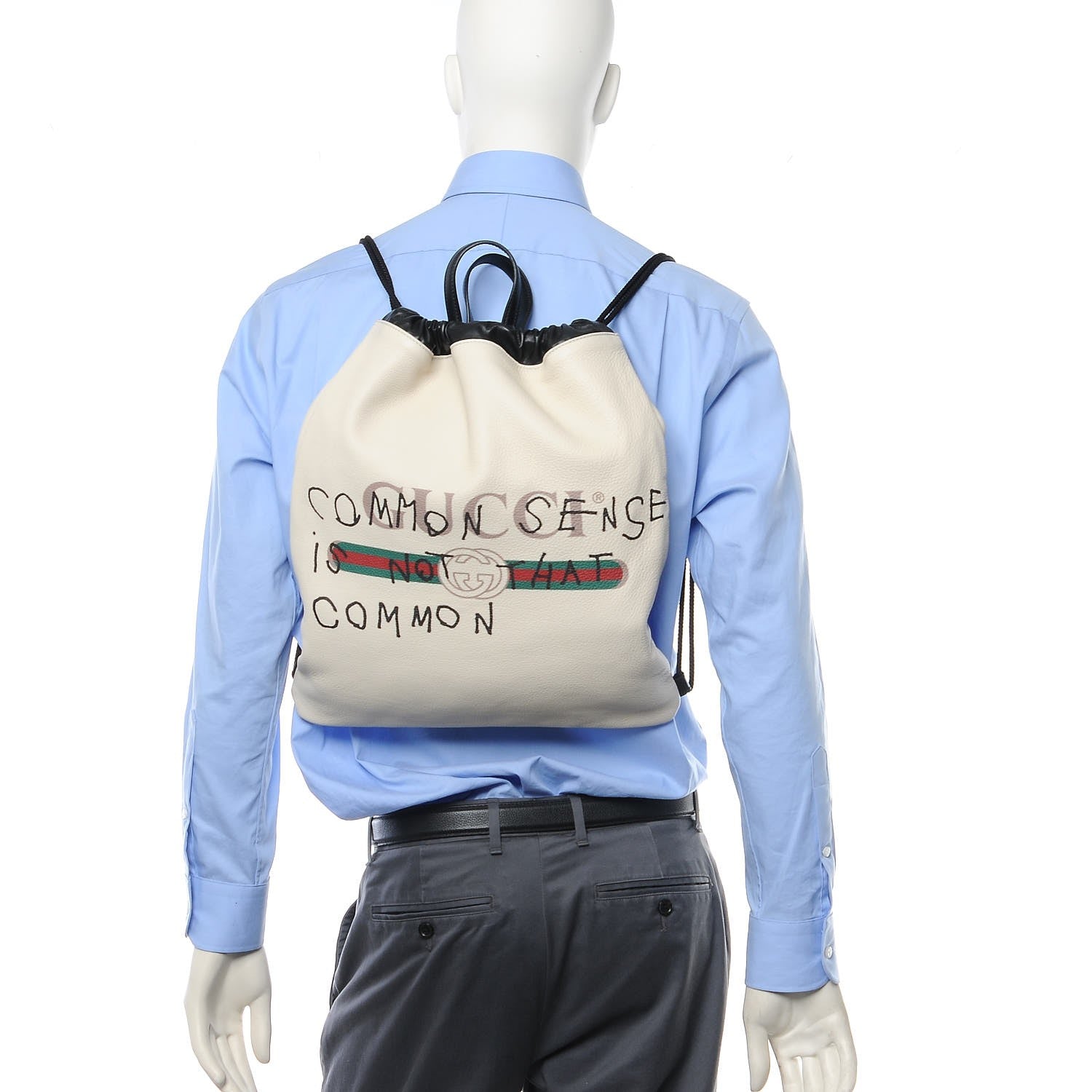 Gucci Calfskin Coco Capitan Logo Drawstring Backpack Mystic White 2 of 9