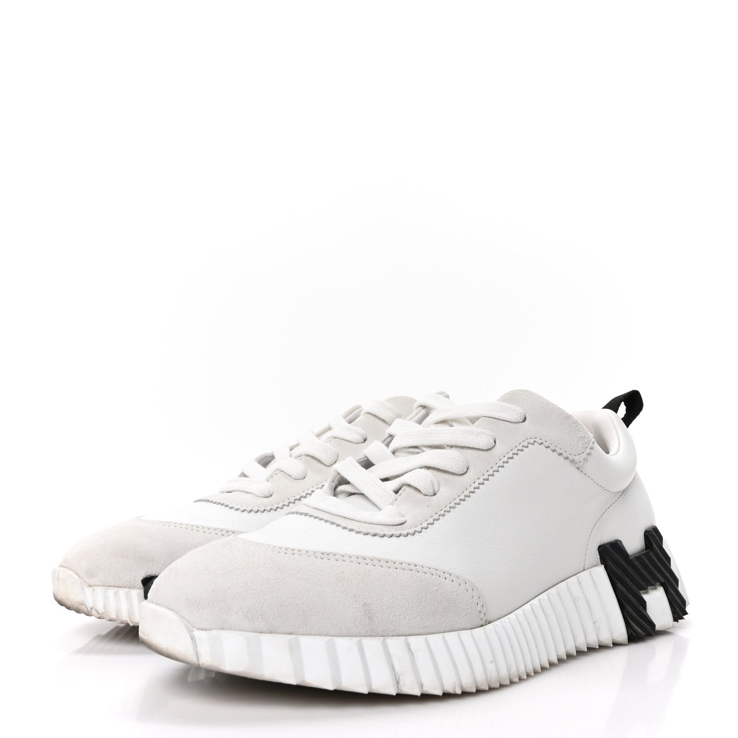 Calfskin Suede Goatskin Bouncing Sneakers 36 White