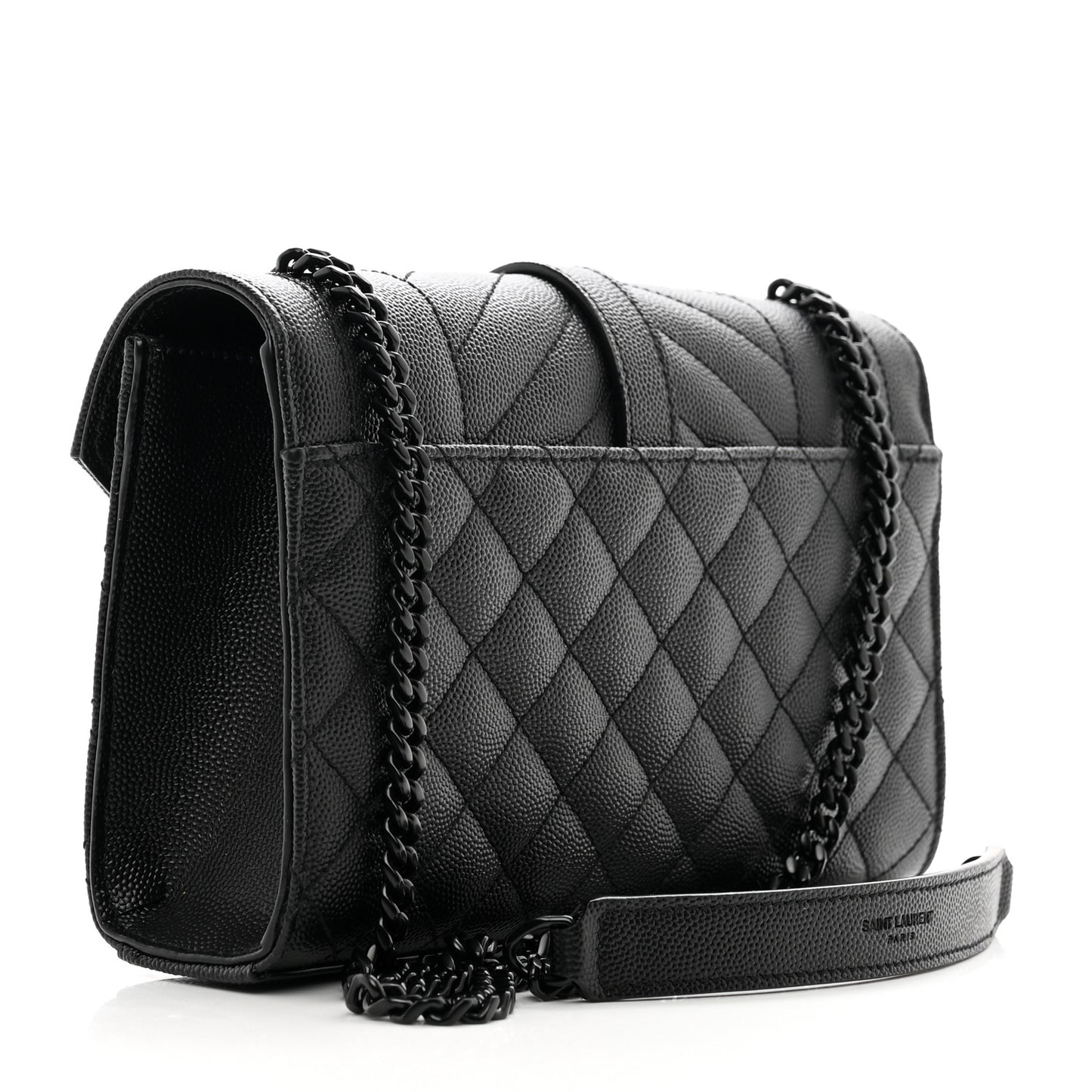 Grain De Poudre Textured Mixed Matelasse Triquilt Small Monogram Monochrome Satchel Black