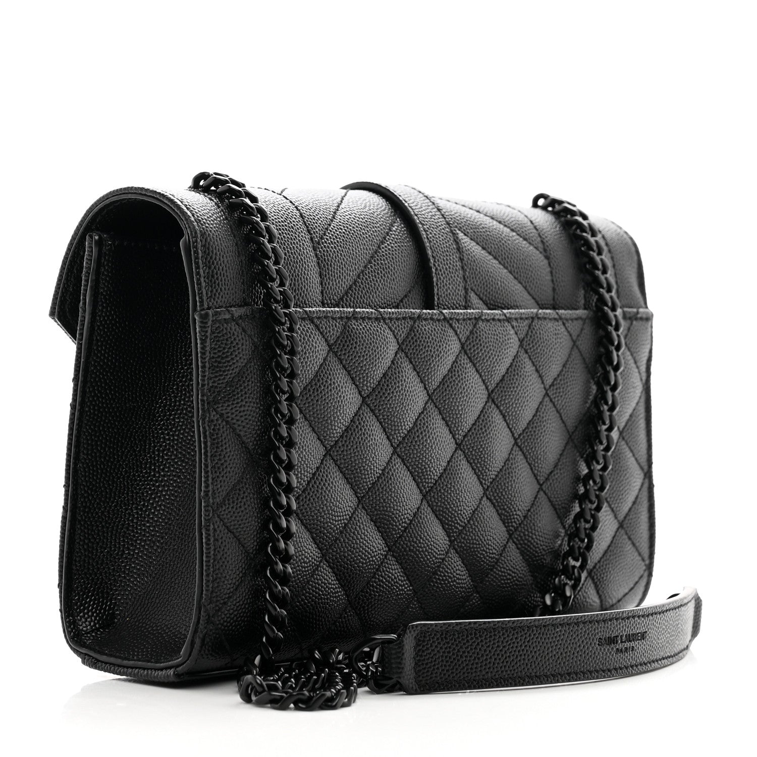 Saint Laurent Grain De Poudre Textured Mixed Matelasse Triquilt Small Monogram Monochrome Satchel Black 3 of 9