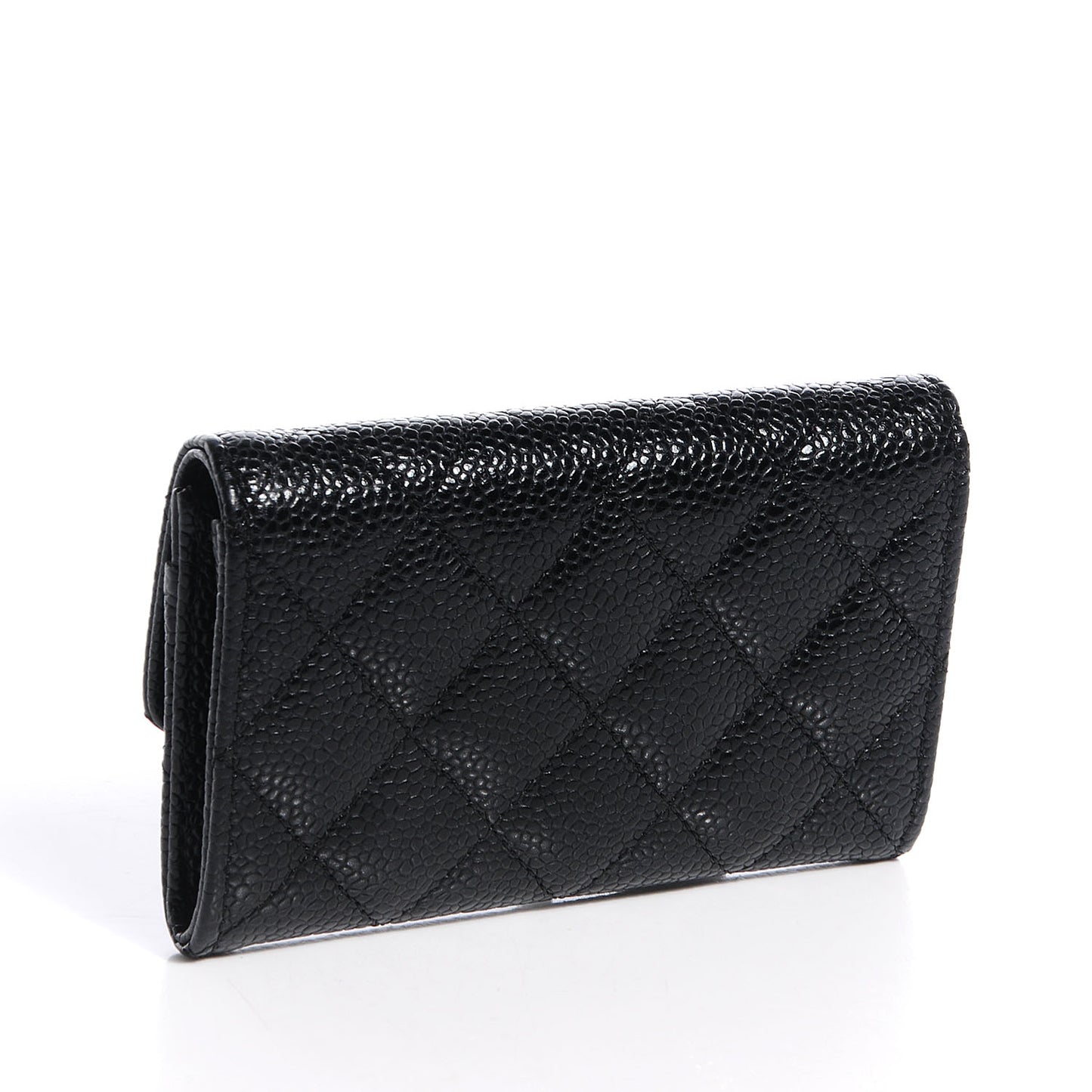 Caviar Quilted Flap Card Holder Black