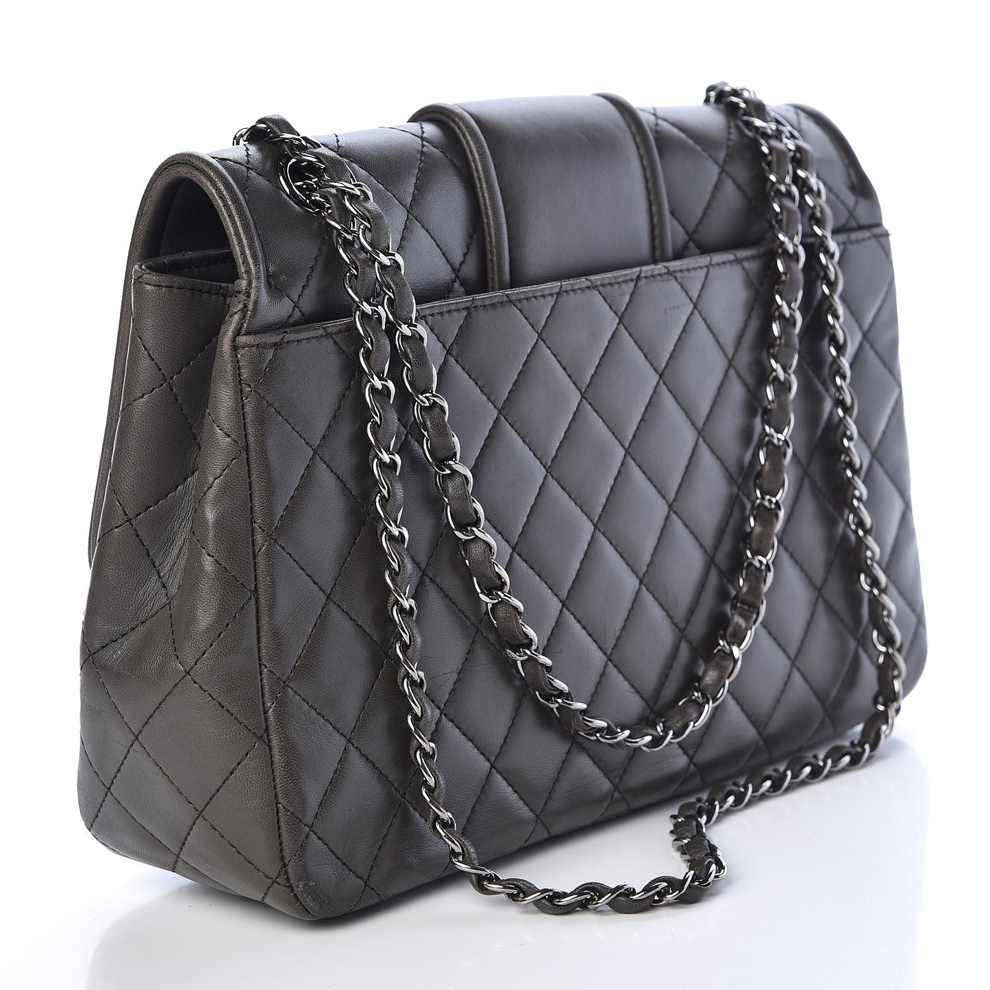 Lambskin Quilted Elementary Chic Flap Grey