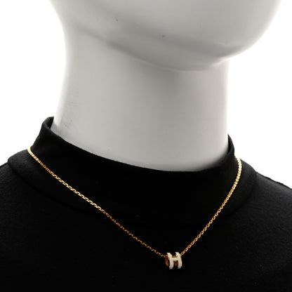 Hermes Lacquered Gold Mini Pop H Pendant Necklace White 2 of 7