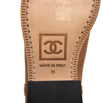 Chanel Suede Logo Boots 39 Camel 6 of 9