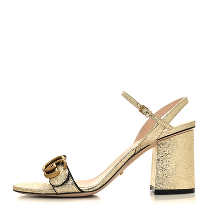 Gucci Galassia GG Marmont Ankle Wrap 75mm Sandals 39 Platino 1 of 8