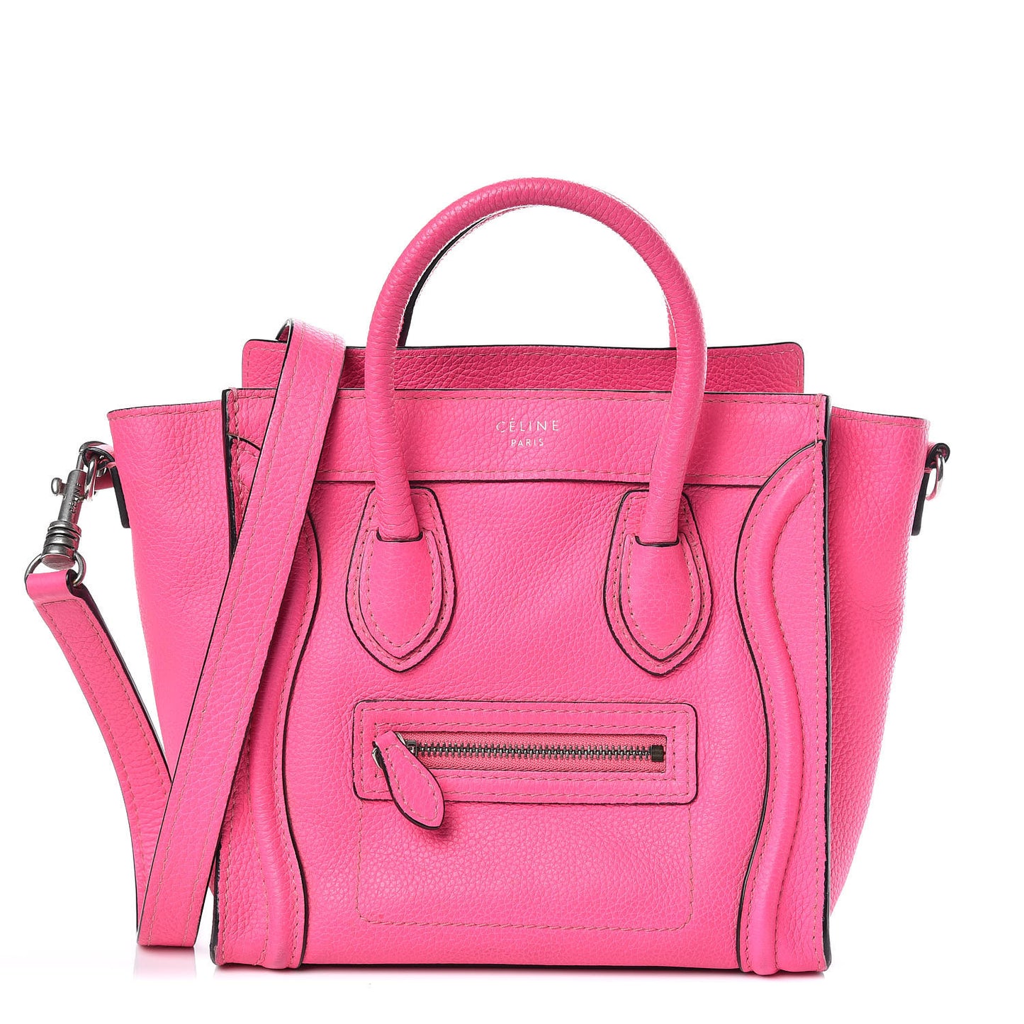 Drummed Calfskin Nano Luggage Fluo Pink