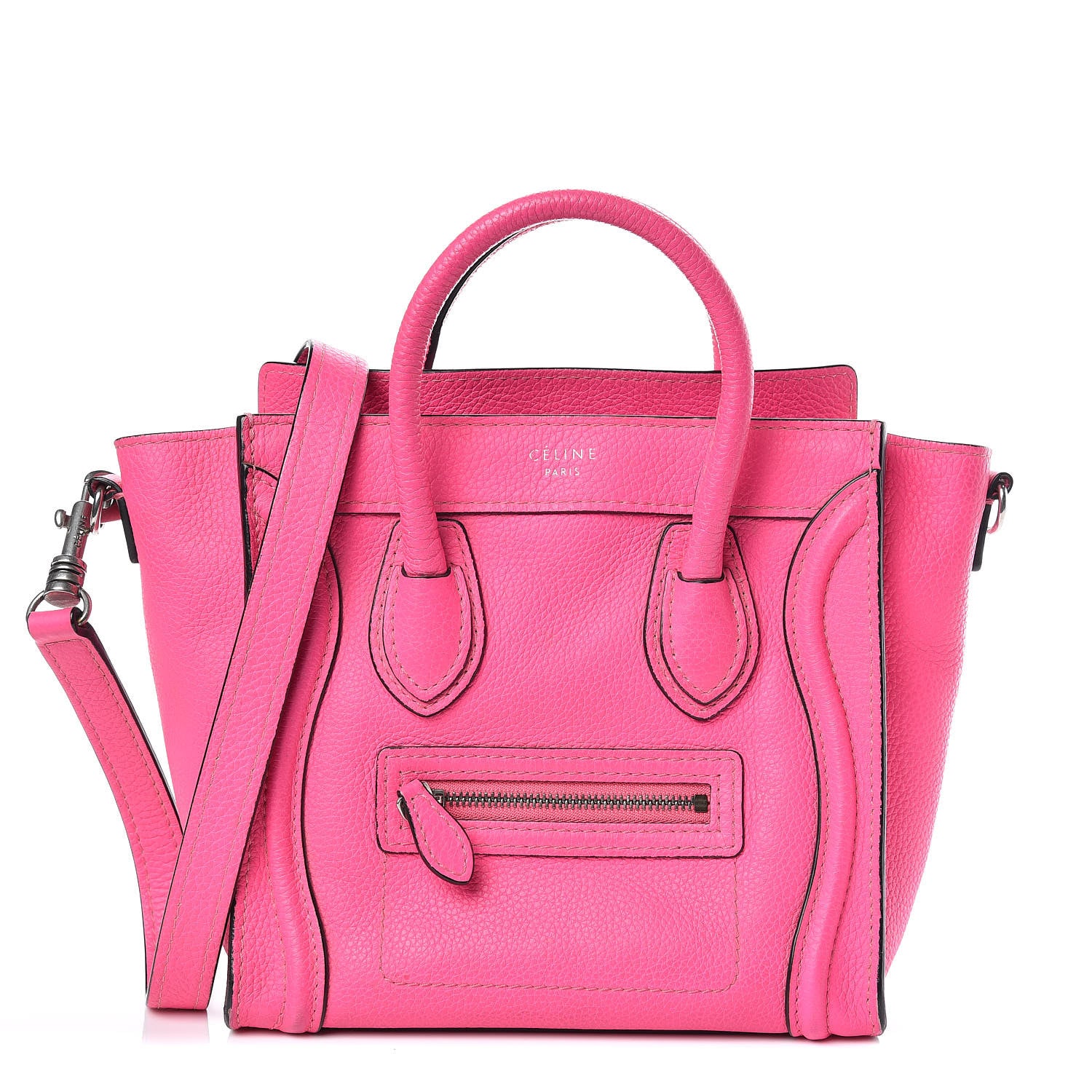 Celine Drummed Calfskin Nano Luggage Fluo Pink 1 of 12