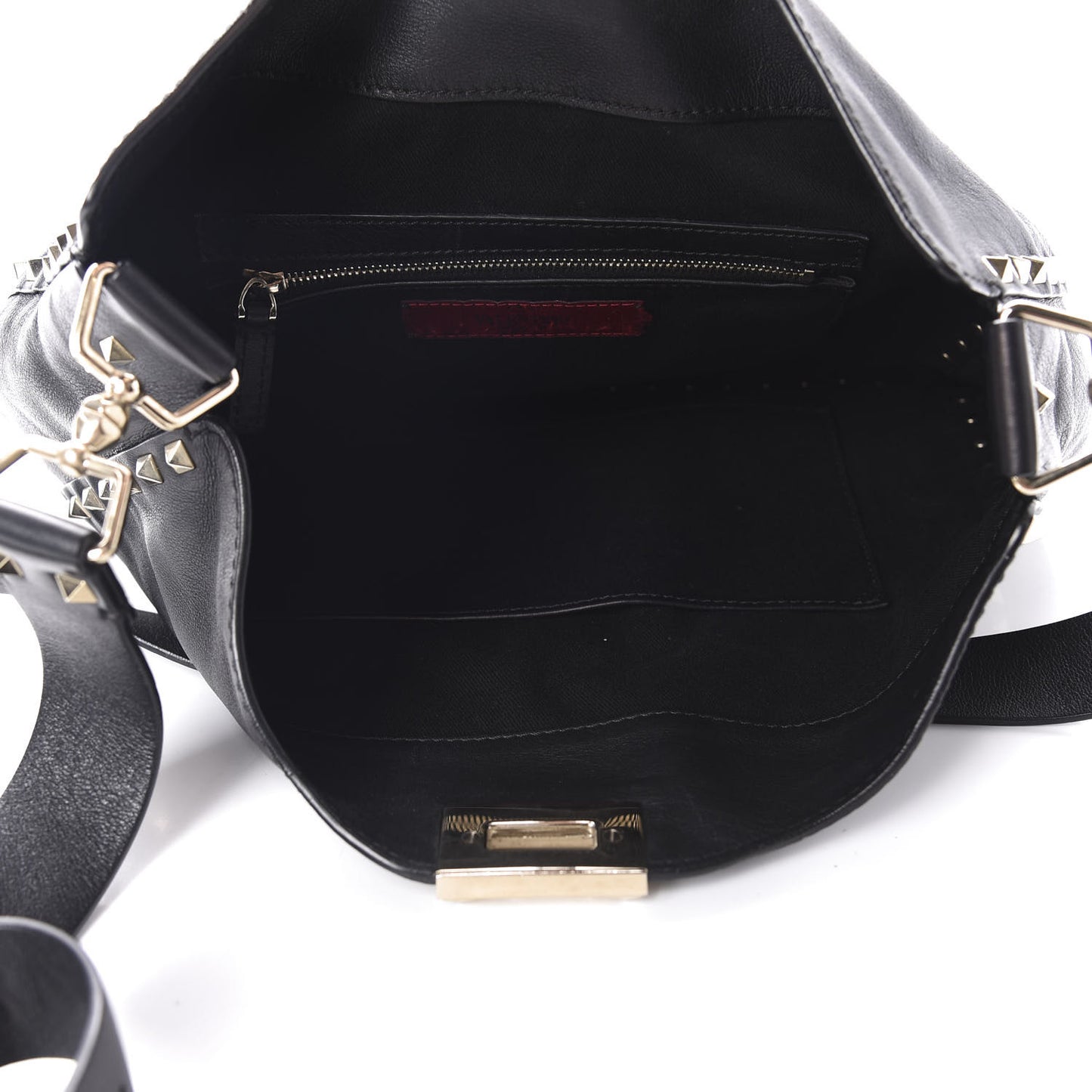 Vitello Large Rockstud Flip-Lock Messenger Bag Black