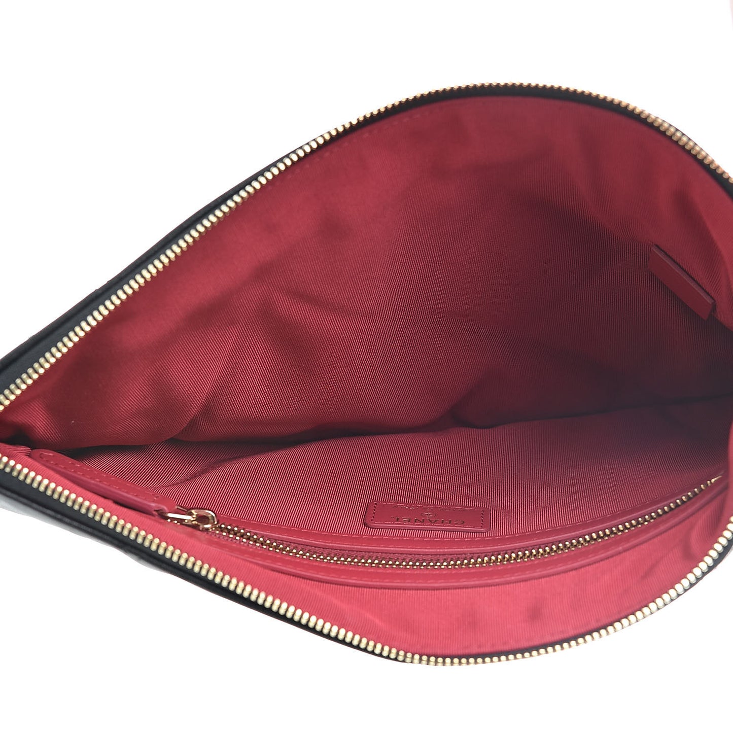 Goatskin Quilted Large 19 Cosmetic Case Black