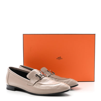 Hermes Goatskin Womens Paris Loafers 37.5 Beige Nude 10 of 10