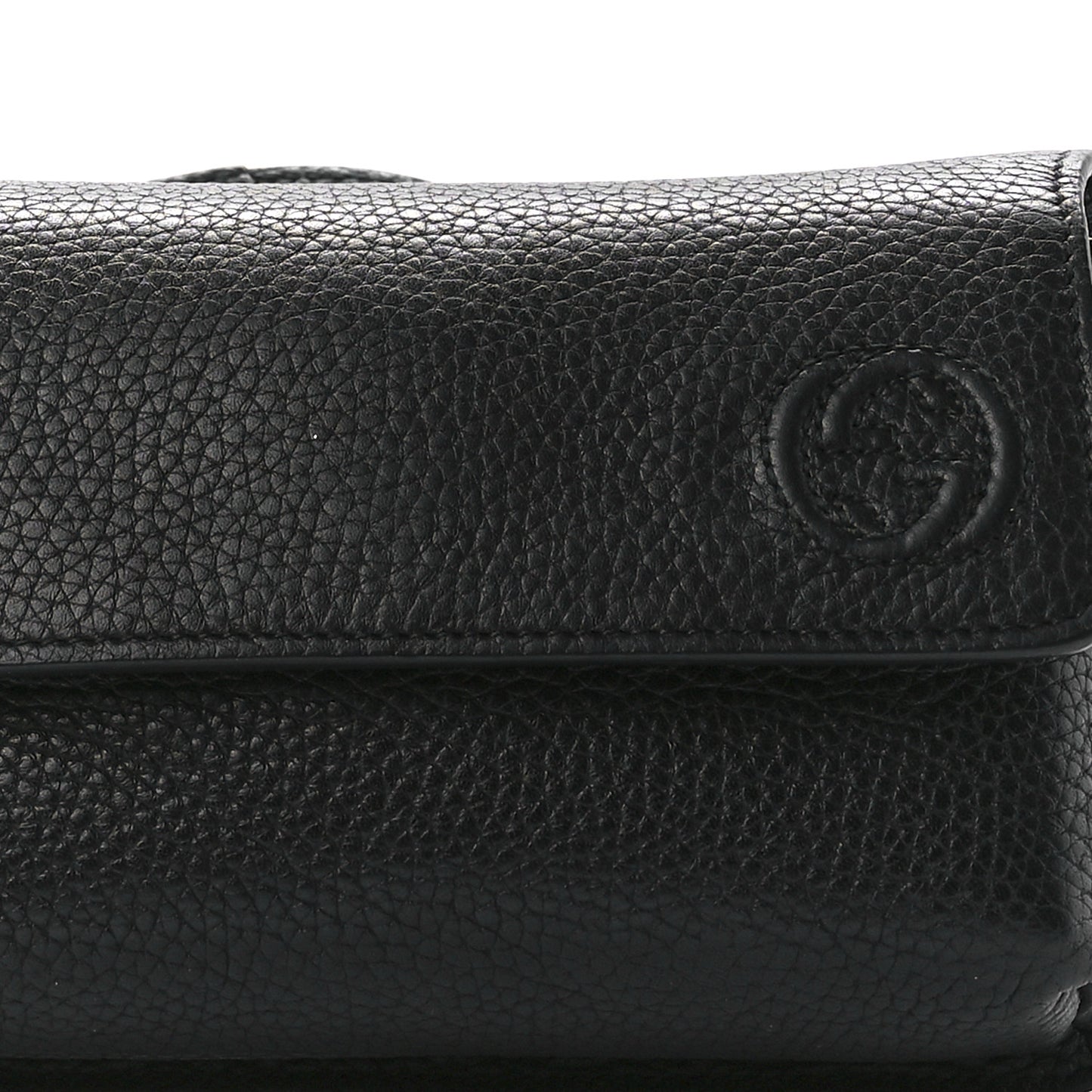 Pebbled Calfskin Soho Flap Belt Bag Black