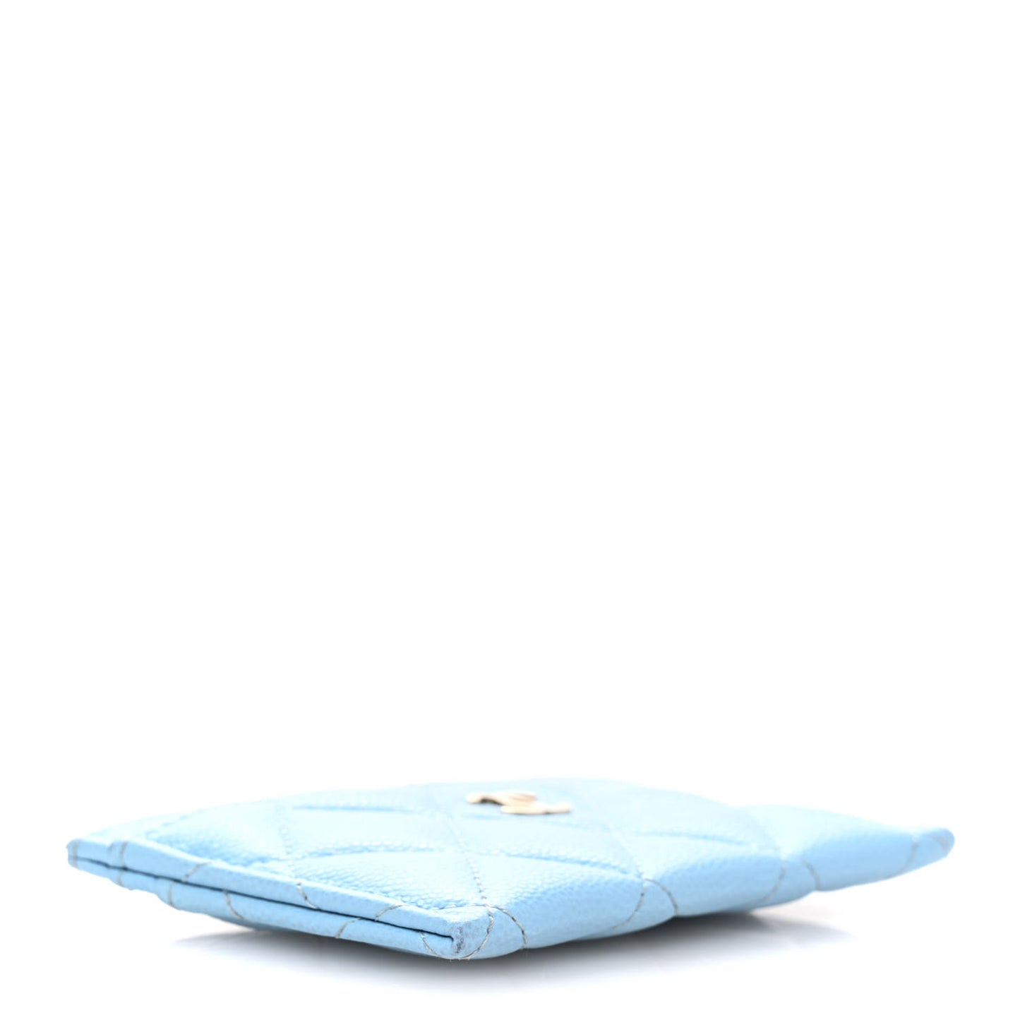 Caviar Quilted Card Holder Light Blue