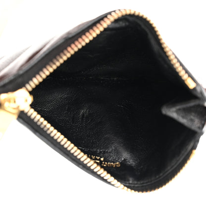 Saint Laurent Grain De Poudre Matelasse Chevron Monogram Fragments Zippered Card Case Black 5 of 8