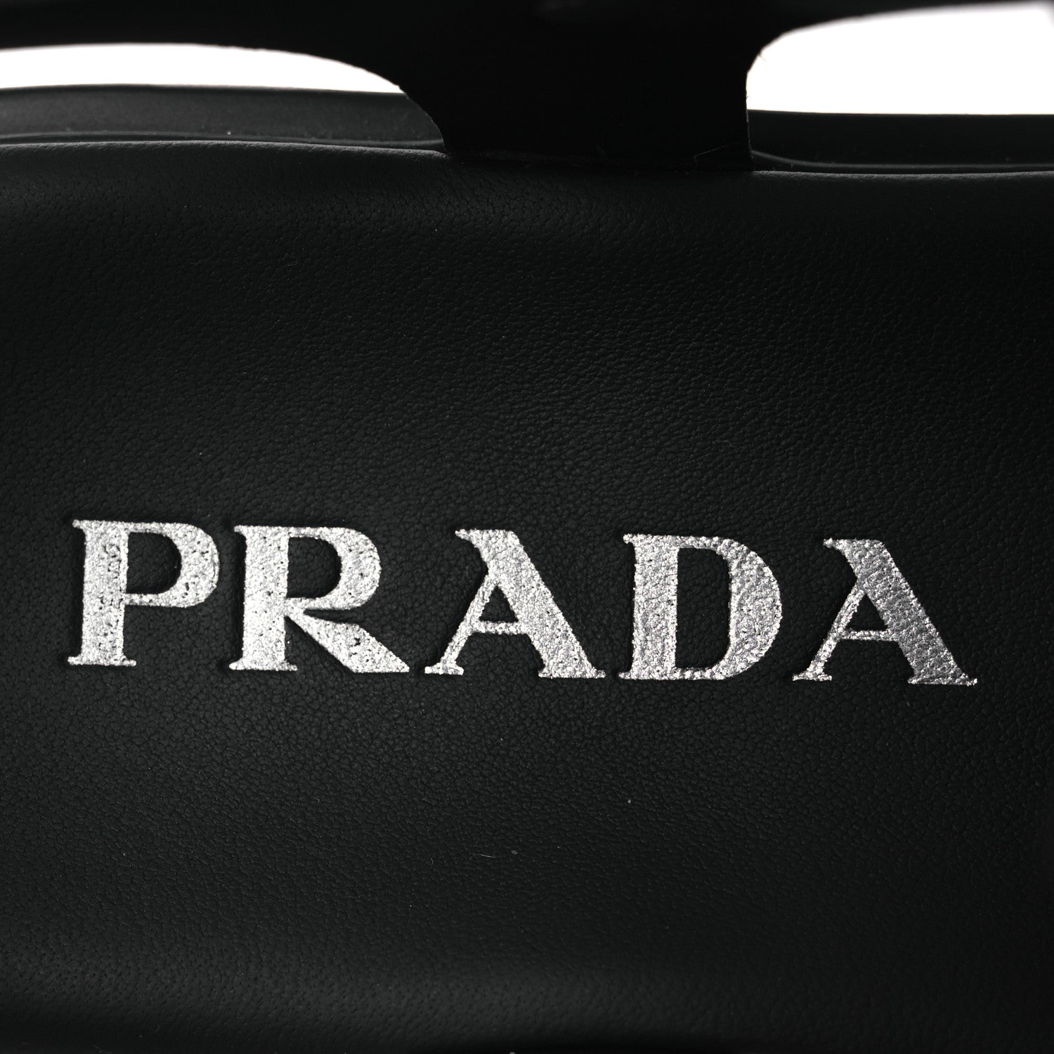 Prada Foam Rubber Triangle Logo Monolith 55mm Cage Sandals 36 Black 9 of 15