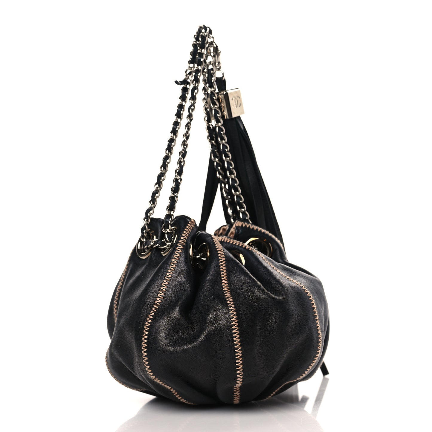 Lambskin Satin Reversible Mini Sac Cordon Black Peach