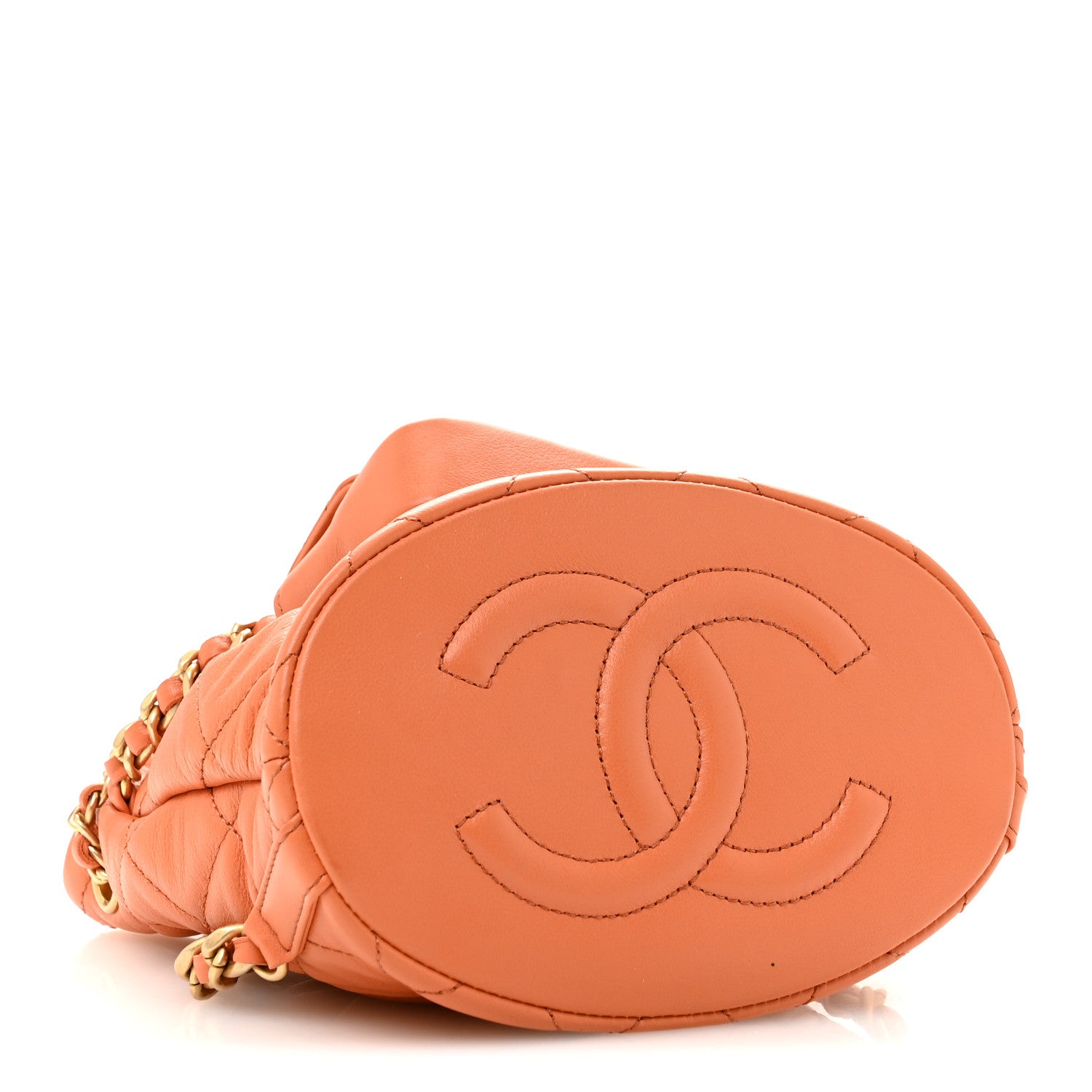 Chanel Calfskin Quilted Small CC Chain Bucket Backpack Orange 4 of 10