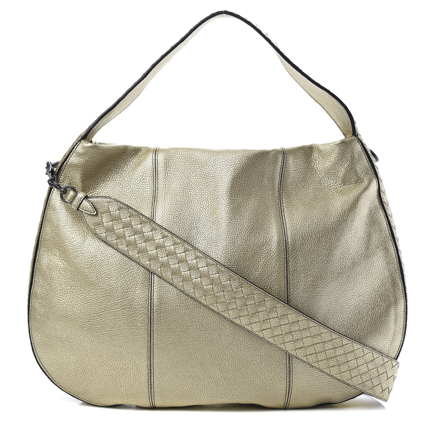 Metallic Lambskin Large City Veneta Hobo Platinum