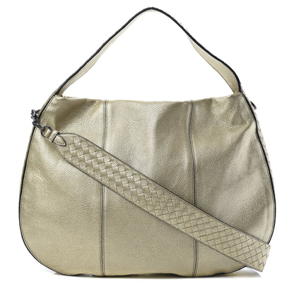Bottega Veneta Metallic Lambskin Large City Veneta Hobo Platinum 1 of 9