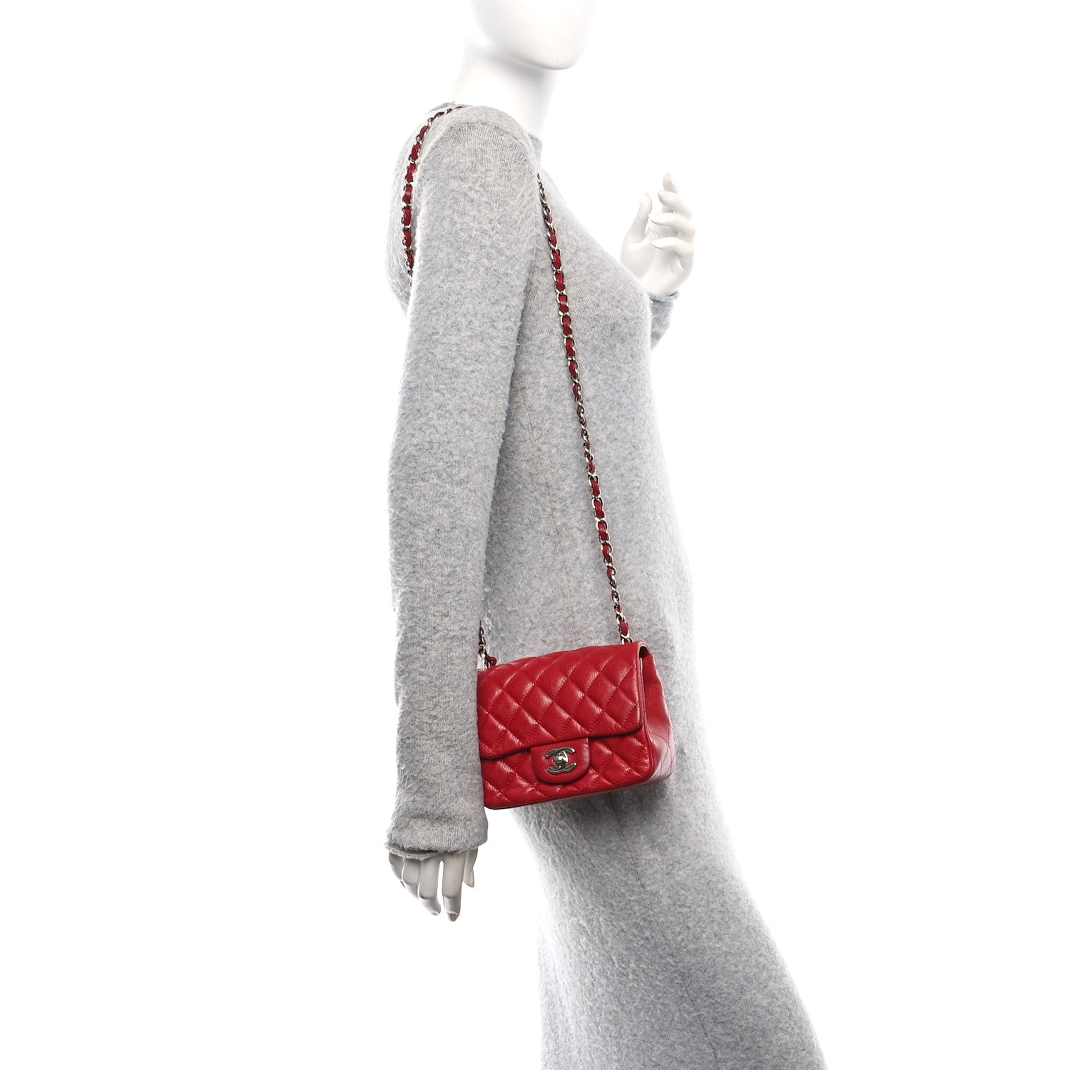 Chanel Caviar Quilted Mini Square Flap Red 2 of 10