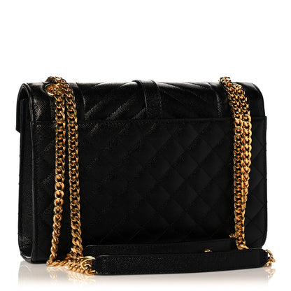 Saint Laurent Grain De Poudre Textured Mixed Matelasse Triquilt Medium Monogram Satchel Black 3 of 9