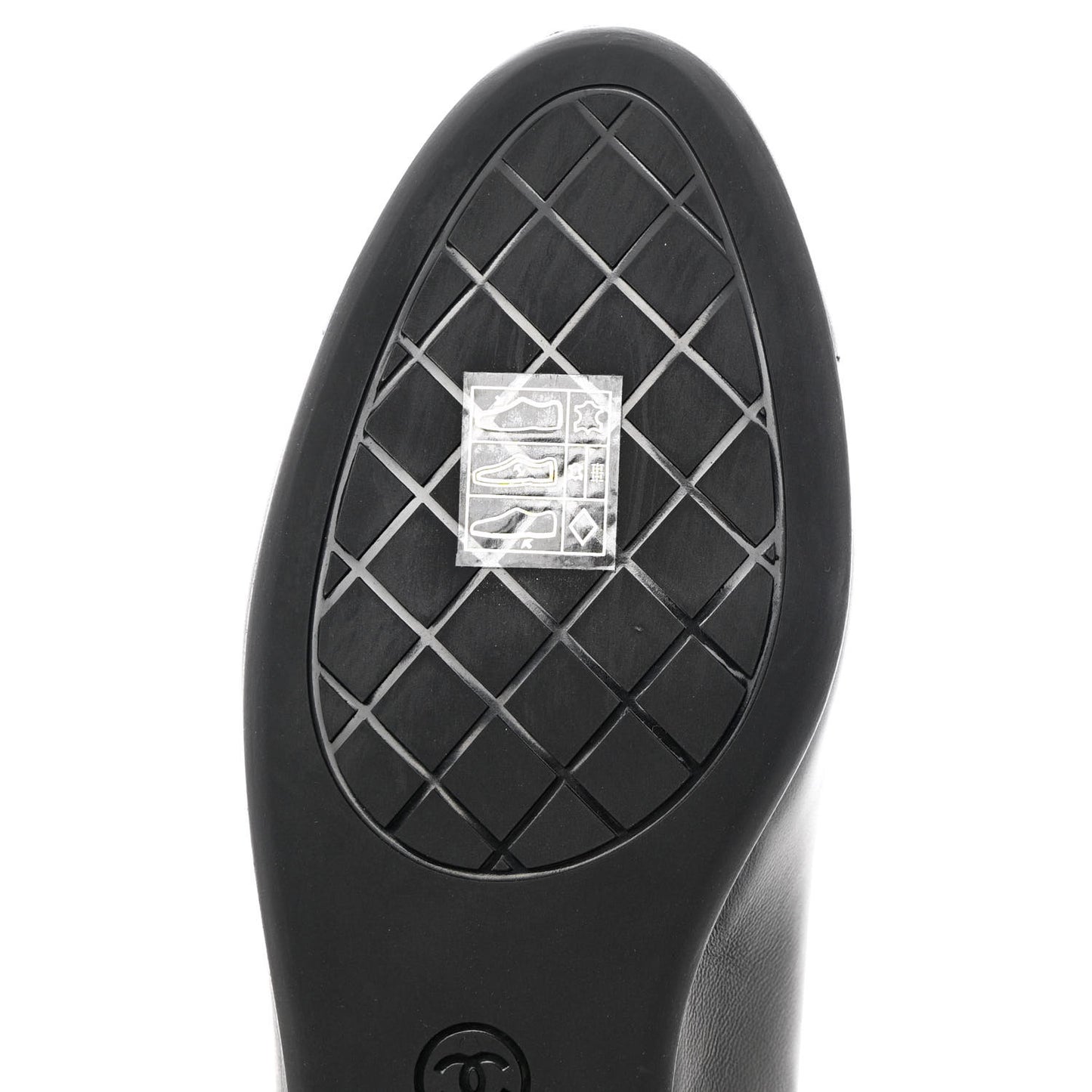 Calfskin CC Cap Toe Uniform Ballerina Flats 36 Black