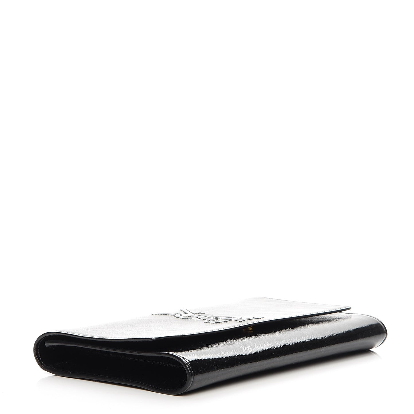 Textured Patent Monogram Large Belle De Jour Clutch Black