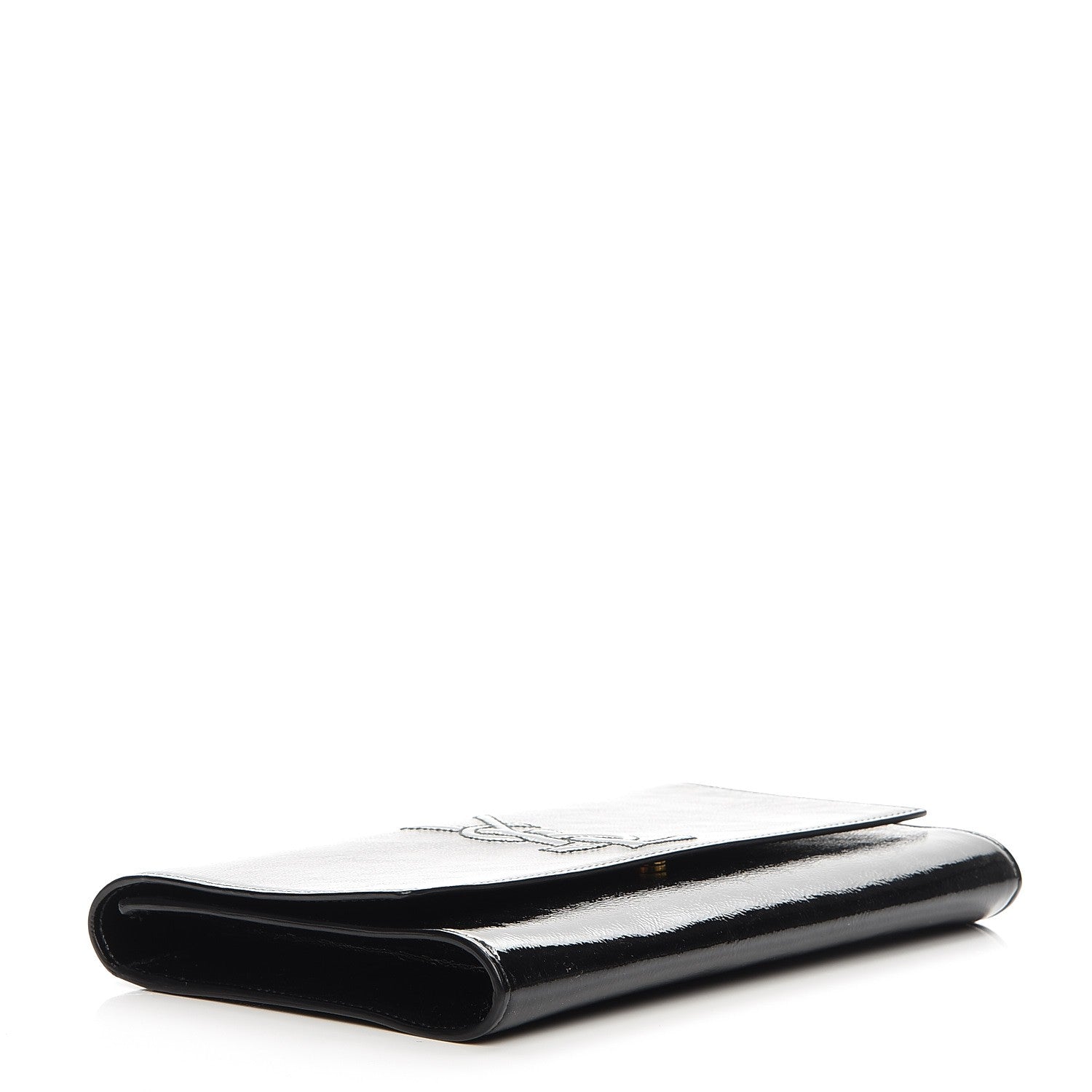 Saint Laurent Textured Patent Monogram Large Belle De Jour Clutch Black 4 of 6