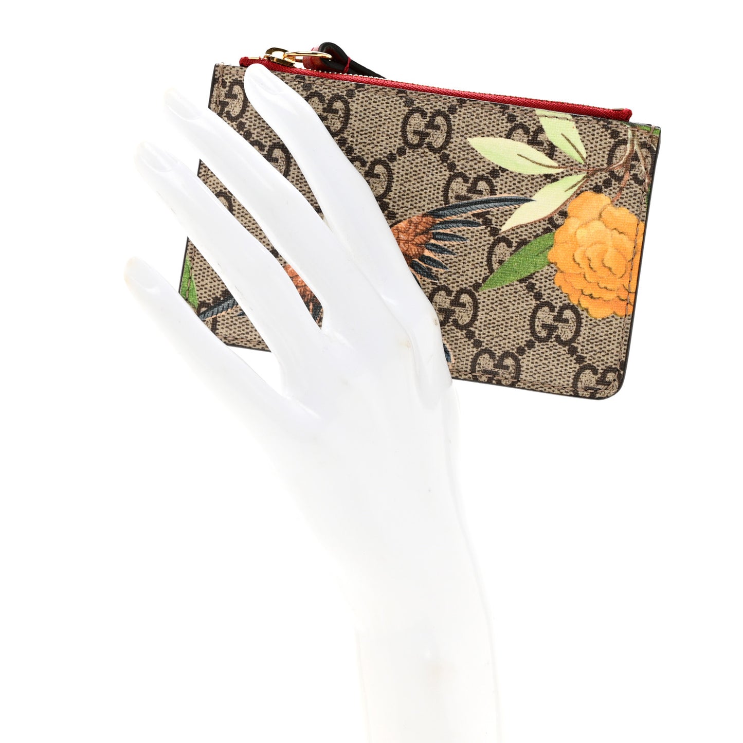 GG Supreme Monogram Tian Key Case Beige Multicolor Red