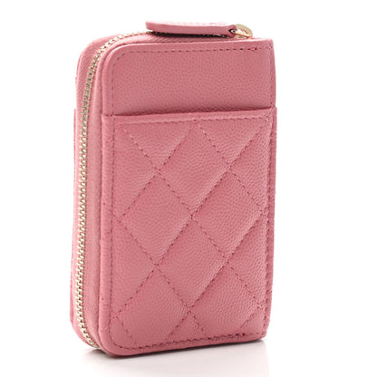 Chanel Caviar Quilted Zip Card Holder Pink 3 of 8