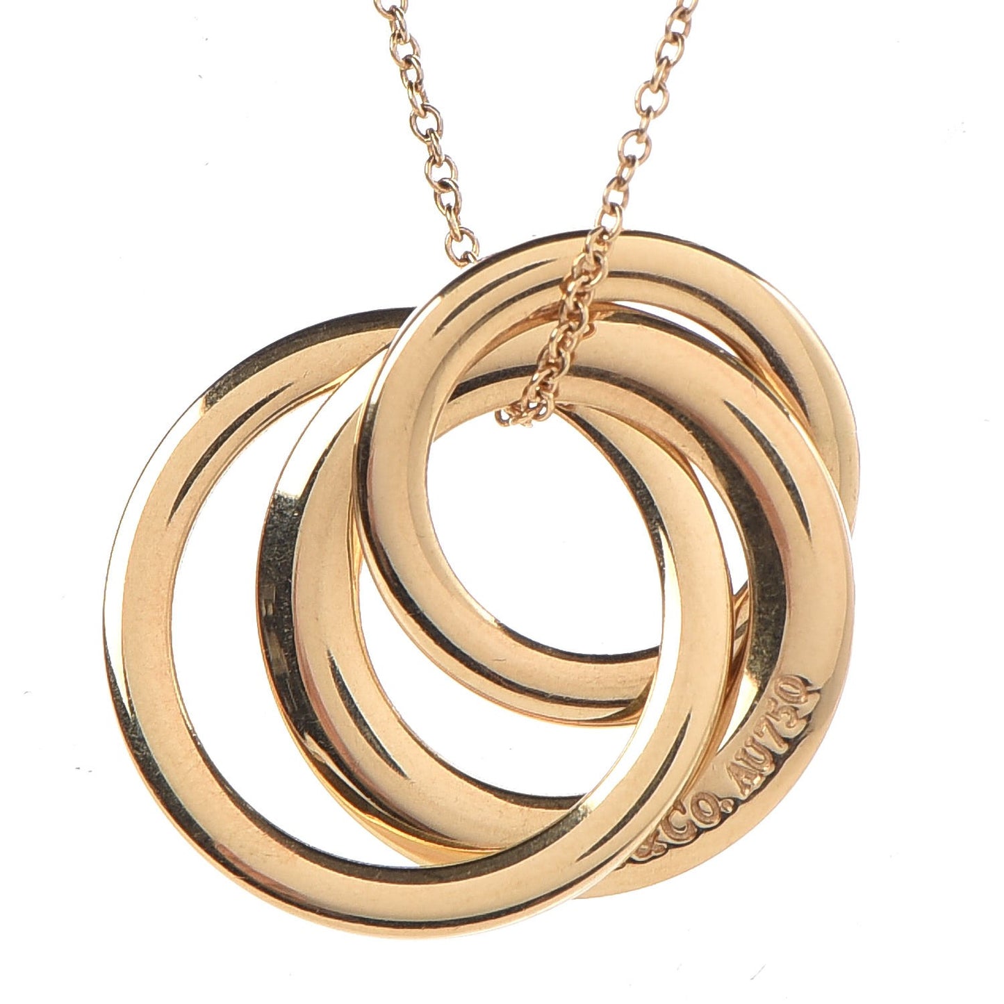 18K Yellow Gold Small Interlocking Circles Pendant