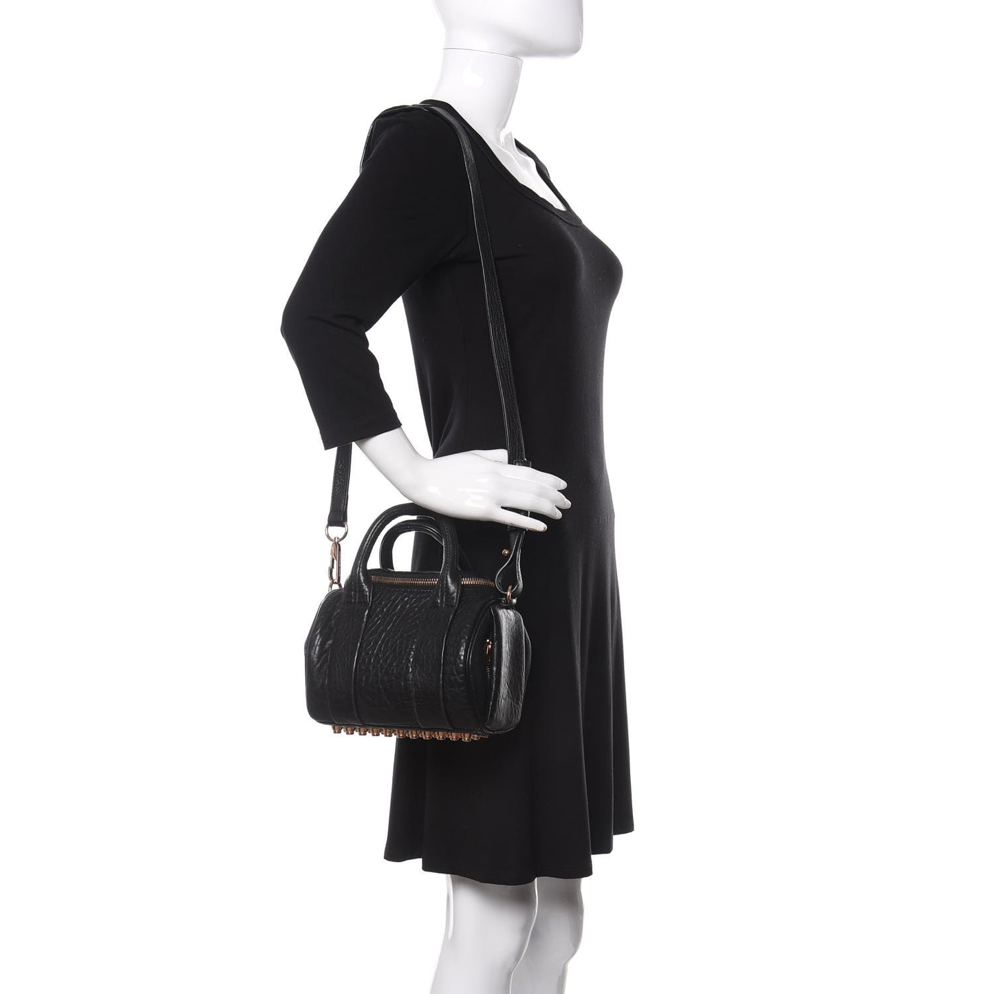 Pebbled Lambskin Mini Rockie Black Rose Gold Hardware