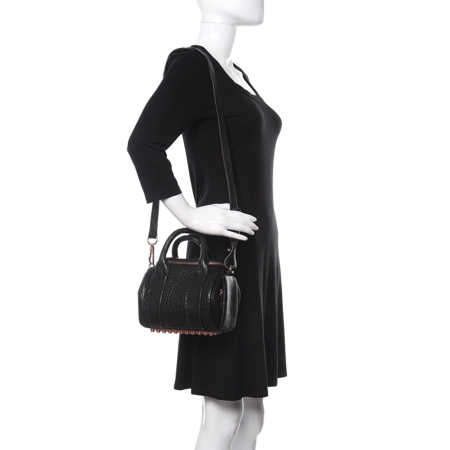 Alexander Wang Pebbled Lambskin Mini Rockie Black Rose Gold Hardware 2 of 8
