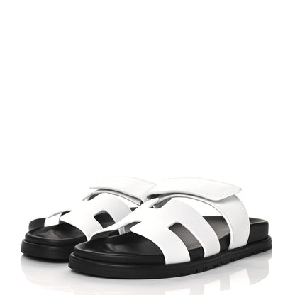 Hermes Calfskin Womens Chypre Sandals 37.5 White 3 of 9