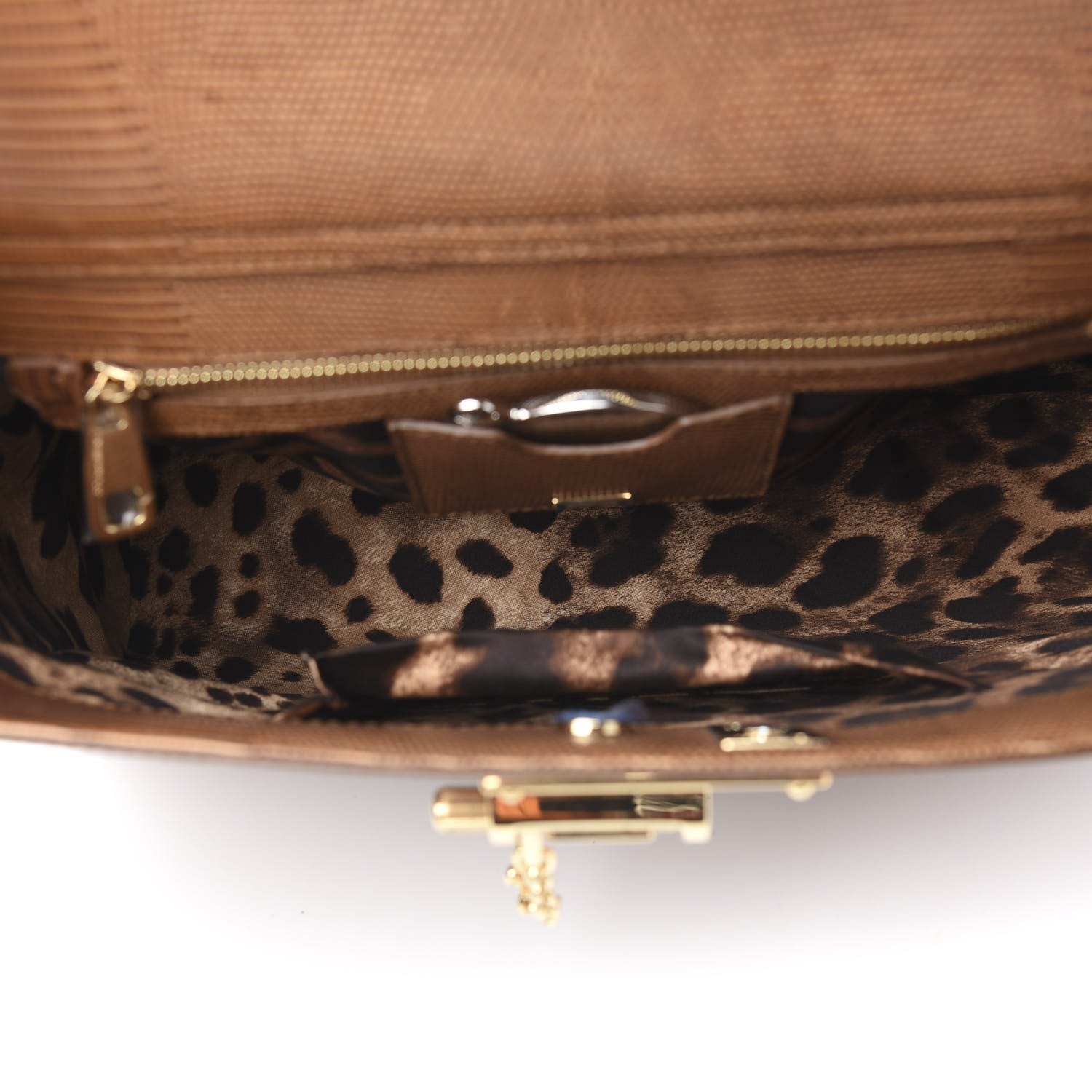 Dolce & Gabbana Lizard Embossed Calfskin Large Monica Top Handle Bag Brown 4 of 8
