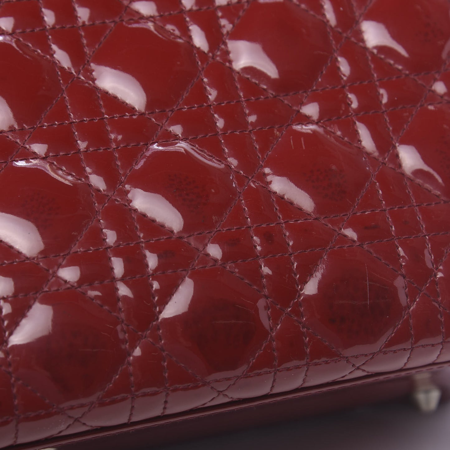 Patent Cannage Large Lady Dior Red