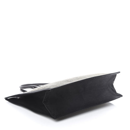 Saint Laurent Embroidered Cotton Linen Rive Gauche Noe Tote Black Beige 3 of 8