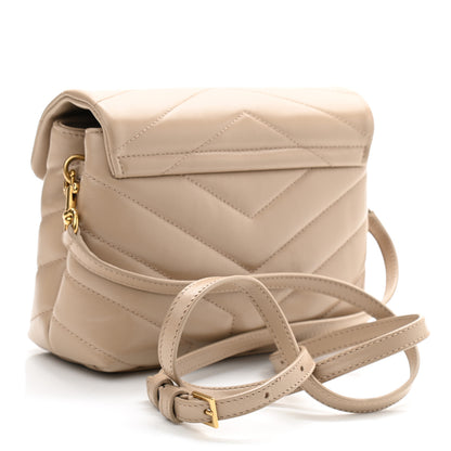 Saint Laurent Calfskin Y Quilted Monogram Toy Loulou Crossbody Bag Latte 3 of 11