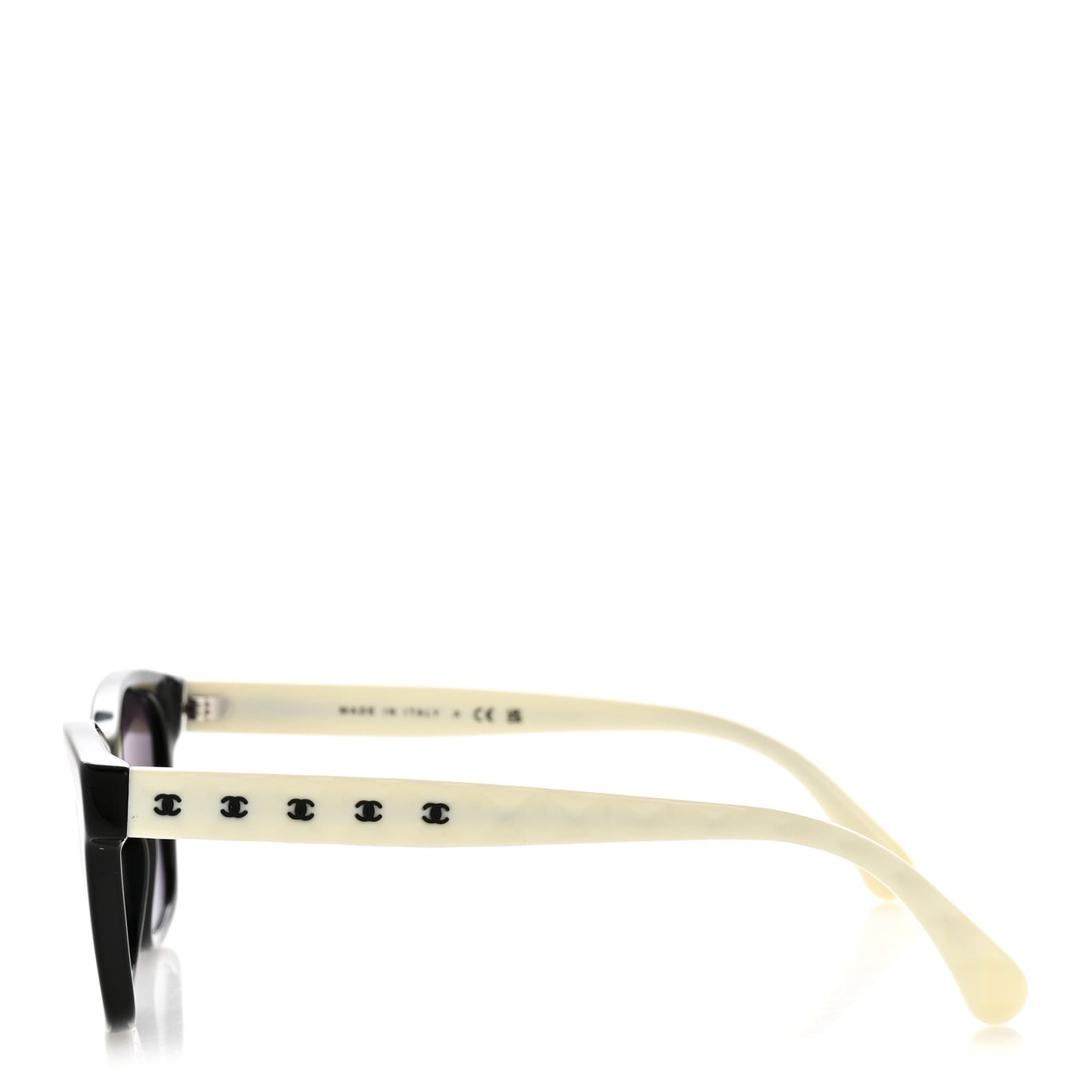 Acetate Quilted CC Square Sunglasses 5484 White Black