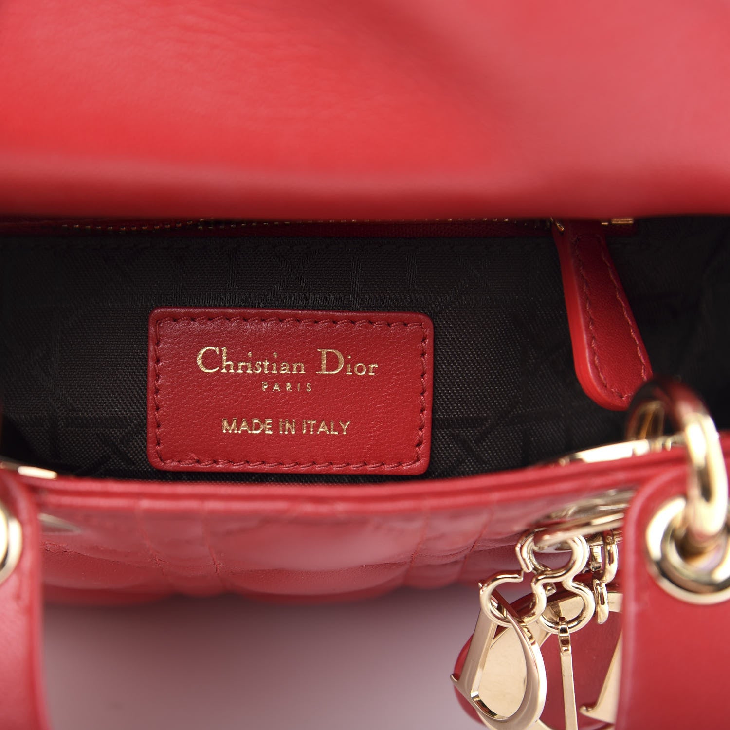 Christian Dior Lambskin Cannage Mini Lady Dior Red 6 of 11