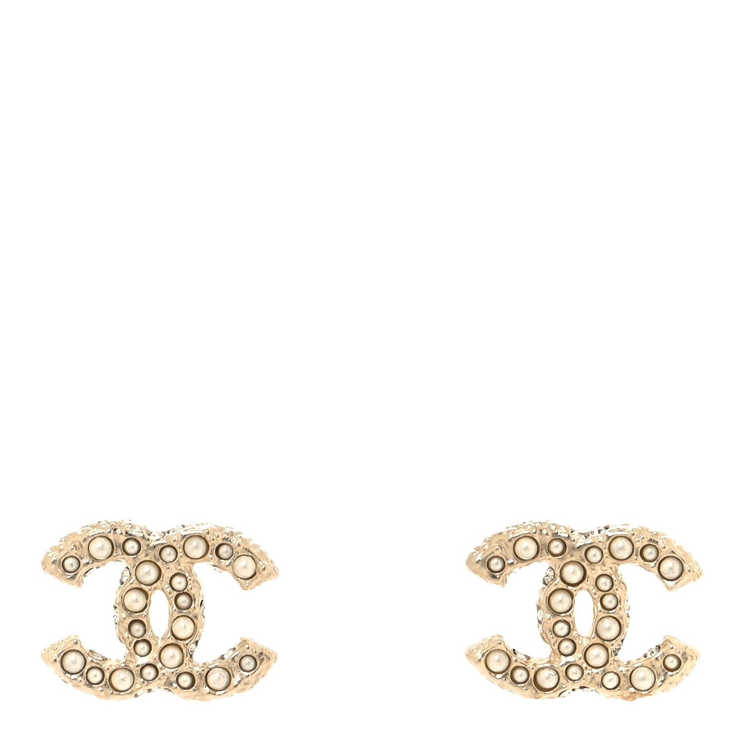Chanel Pearl Crystal CC Earrings Light Gold 1 of 5
