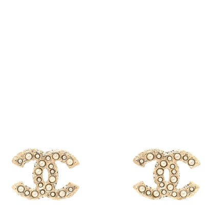 Chanel Pearl Crystal CC Earrings Light Gold 1 of 5