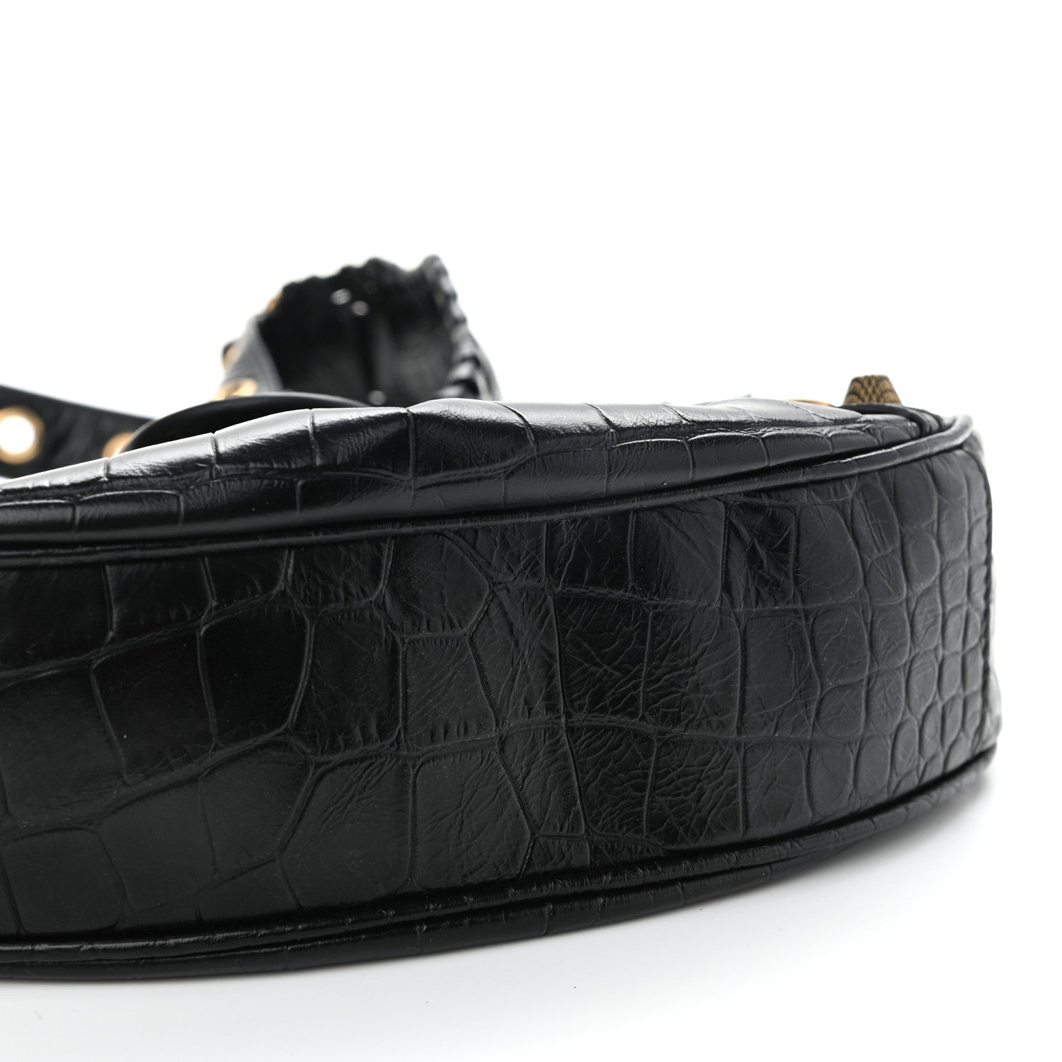 Balenciaga Extra Supple Calfskin Crocodile Embossed Le Cagole Shoulder Bag XS Black 10 of 11