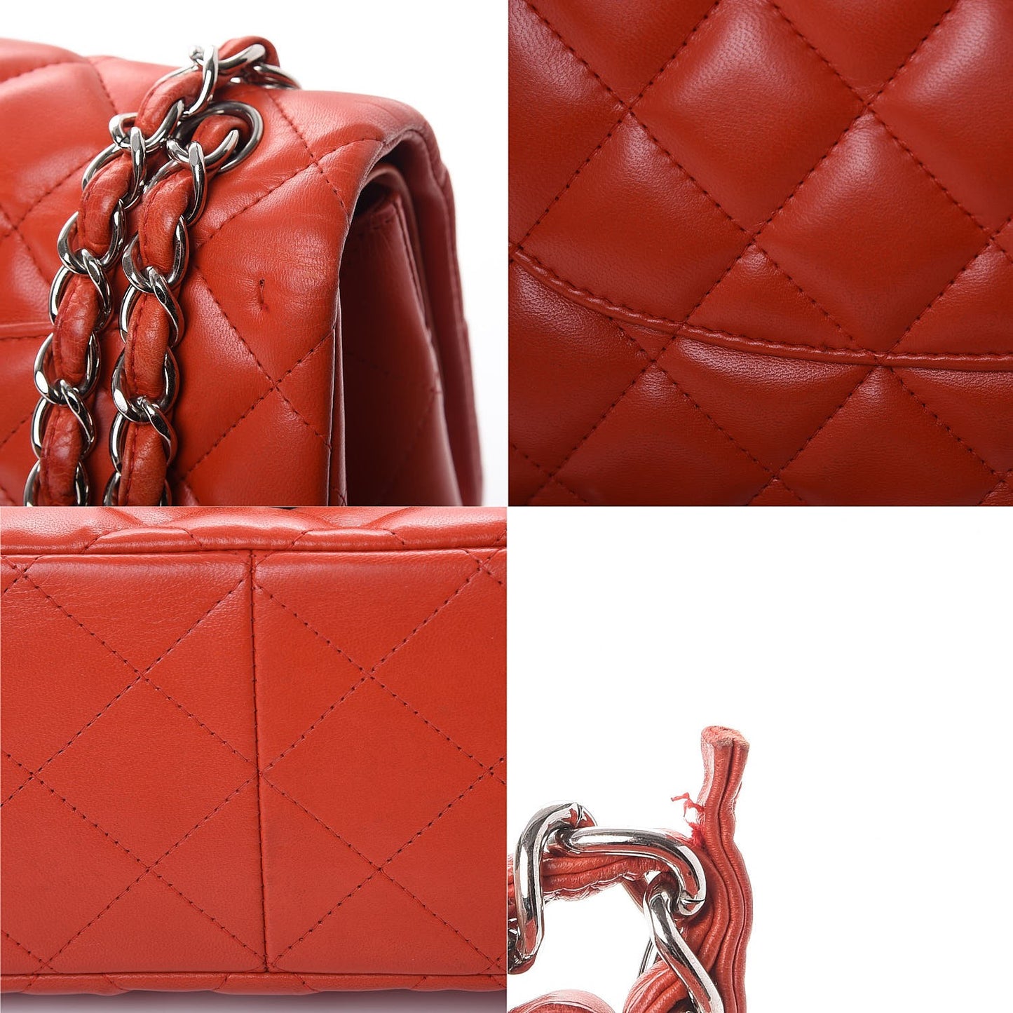 Lambskin Quilted Jumbo Double Flap Red