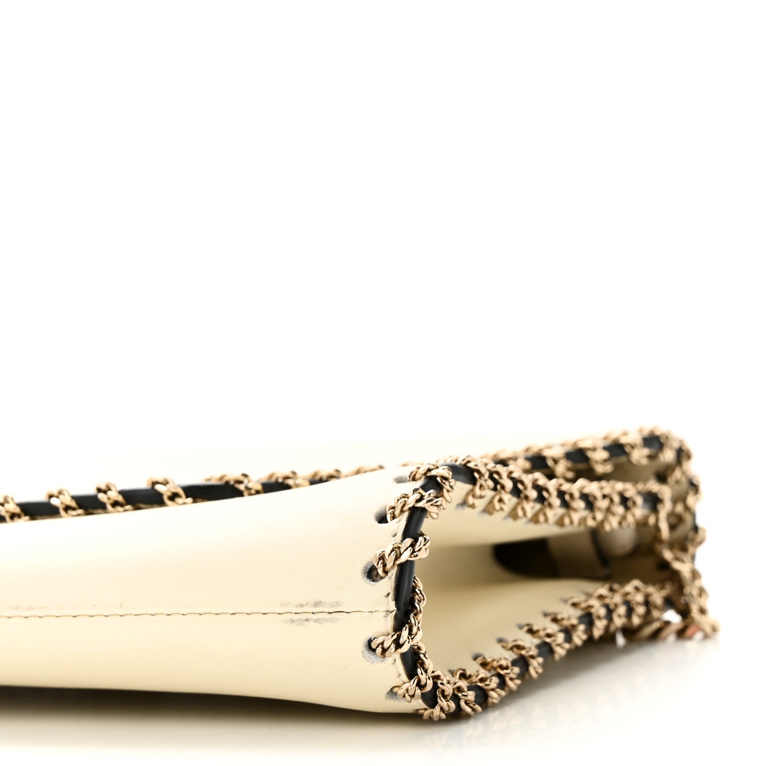 Valentino Garavani Vitello Groumette Demilune Chain Clutch Ivory 9 of 9