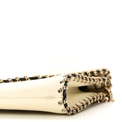 Valentino Garavani Vitello Groumette Demilune Chain Clutch Ivory 9 of 9