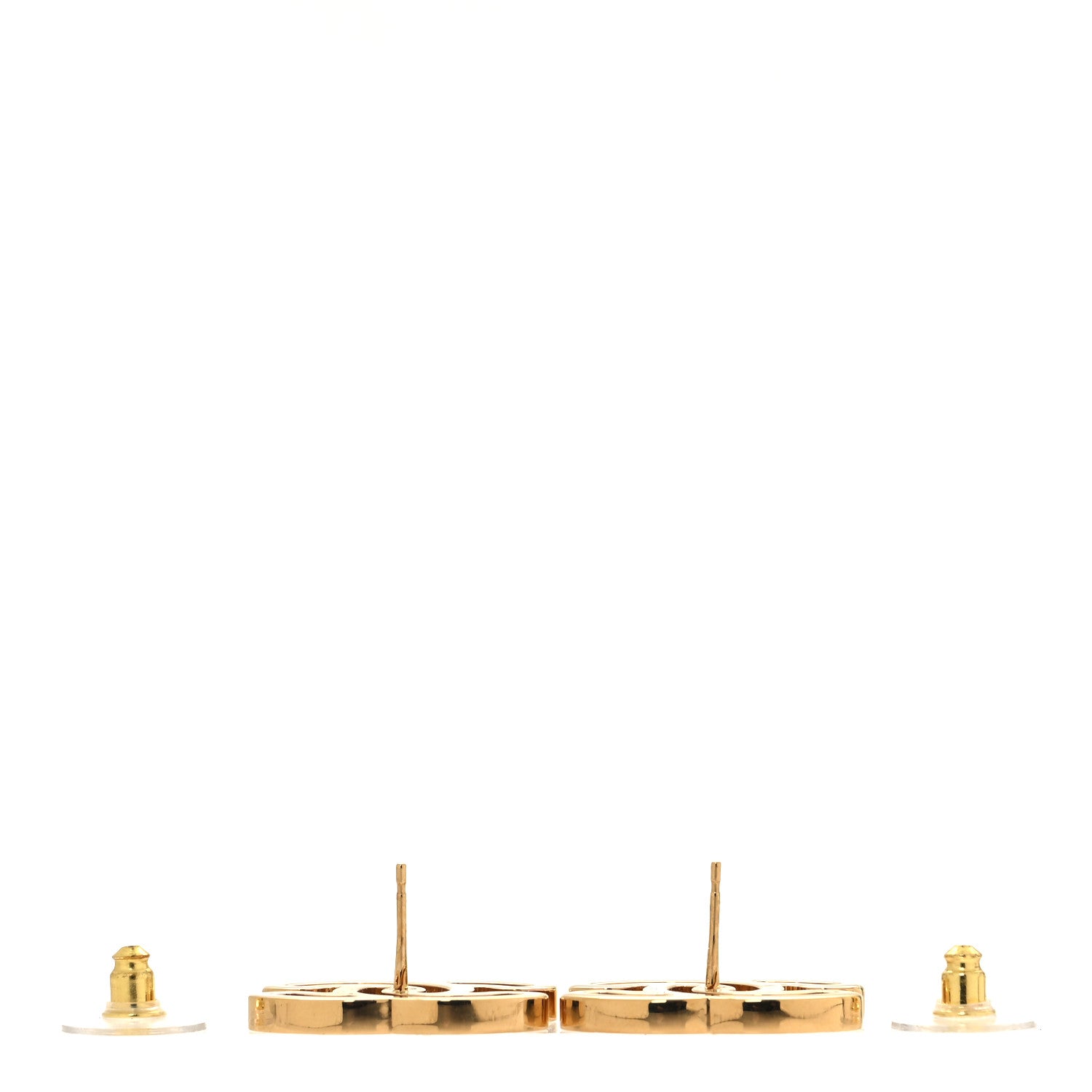 Chanel Enamel Cutout CC Earrings Gold White 3 of 5