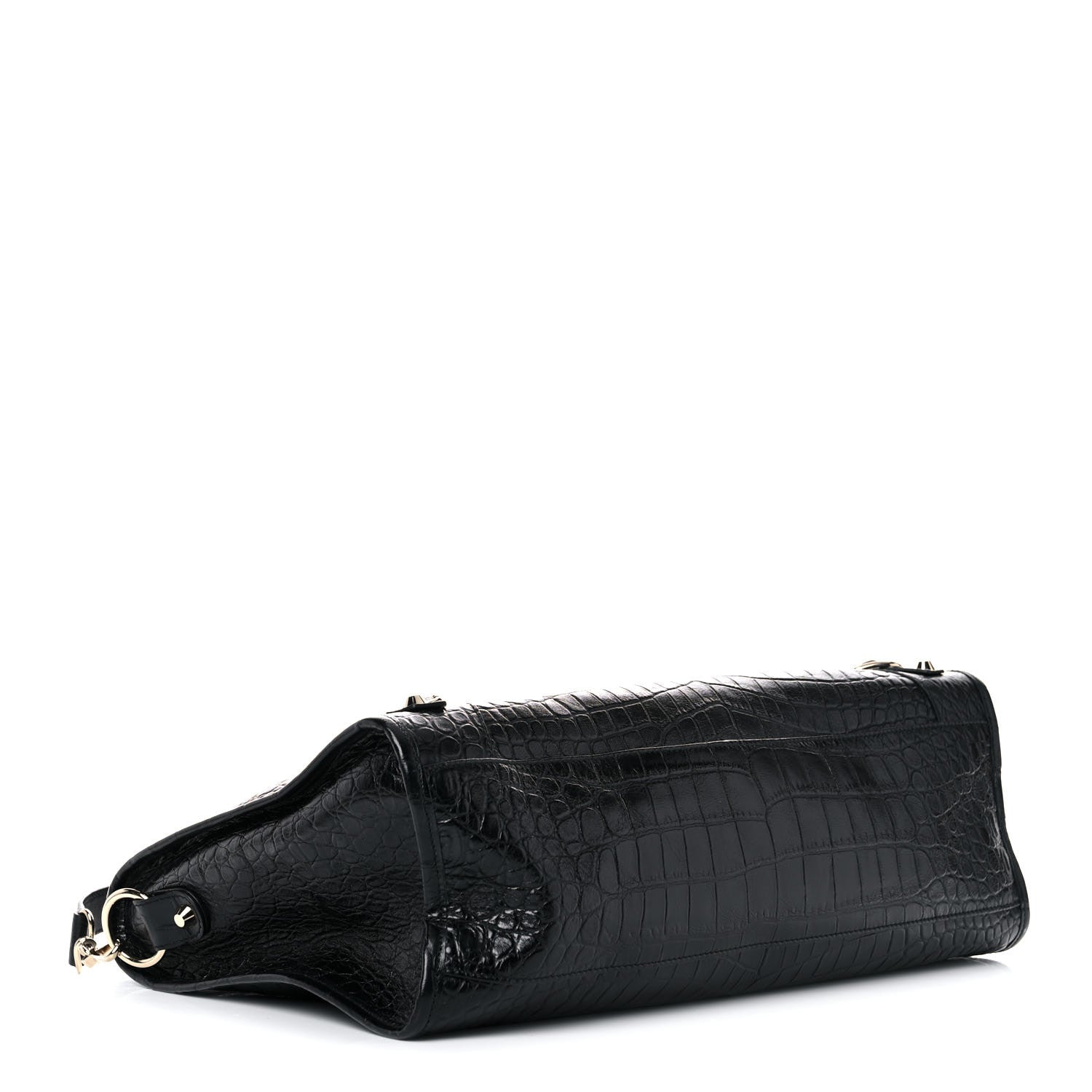 Balenciaga Calfskin Crocodile Embossed Classic Hardware City Black 4 of 13